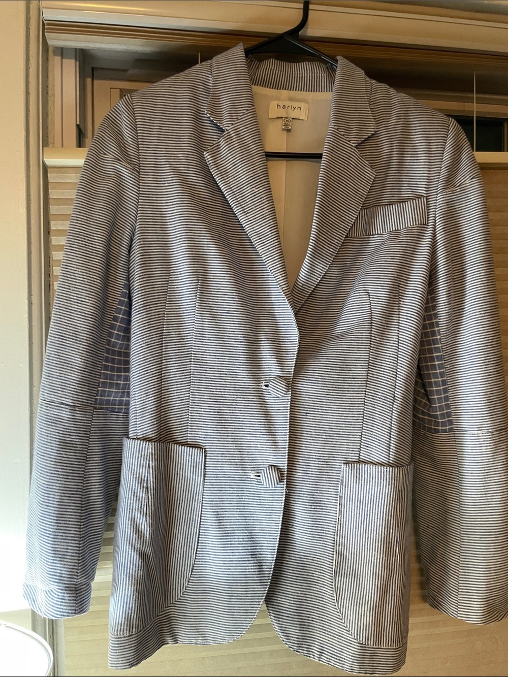 harilyn Women's Blue & White Striped Blazer